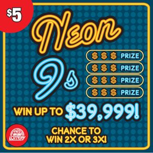 Preview image for NEON 9S scratchoff lottery tickets