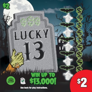 Preview image for Lucky 13 scratchoff lottery tickets