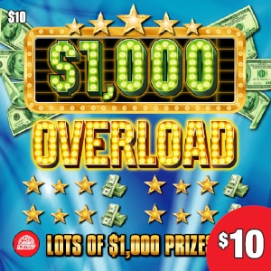 Preview image for $1,000 Overload scratchoff lottery tickets