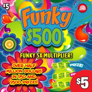 Preview image for Funky $500 scratchoff lottery tickets