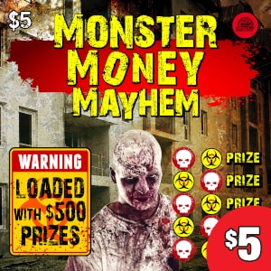 Preview image for Monster Money - Happy Holidays scratchoff lottery tickets