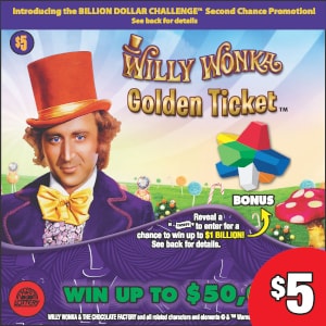 Preview image for $5 Willy Wonka Golden Ticket™ scratchoff lottery tickets