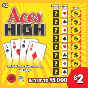 Preview image for ACES HIGH scratchoff lottery tickets