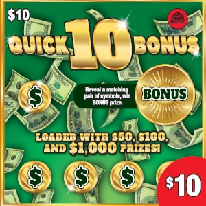 Preview image for Quick 10 Bonus Jackpot scratchoff lottery tickets