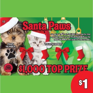 Preview image for SCAREDY CASH/SANTA PAWS scratchoff lottery tickets